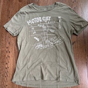 Gap “Motor City” Olive Green Graphic T-Shirt